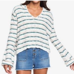 Roxy cropped long-sleeved pullover sweater cream blue, pink size L